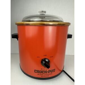 Vintage Rival Slow Cooker Crock Pot Orange Mid Century MCM Read